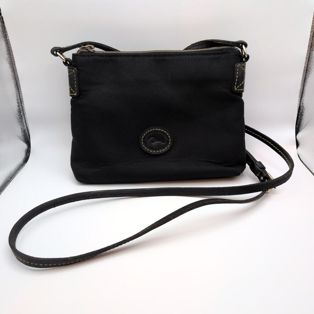 Dooney and Bourke Black Nylon Crossbody Pouchette Shoulder Bag Small Purse